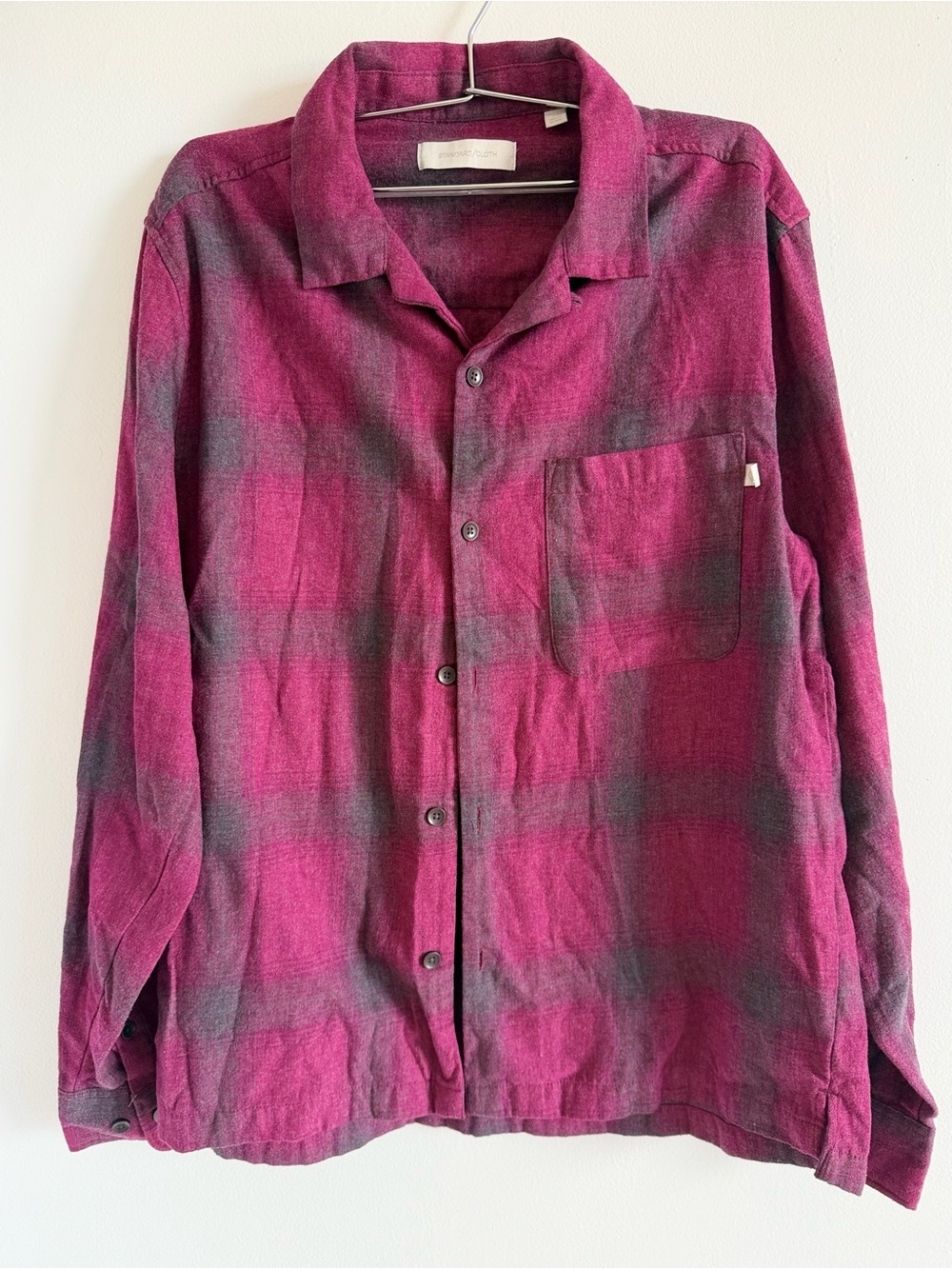 Urban Outfitters Magenta and Gray Button-Down Shirt